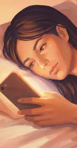 Mulher olhando para o smartphone